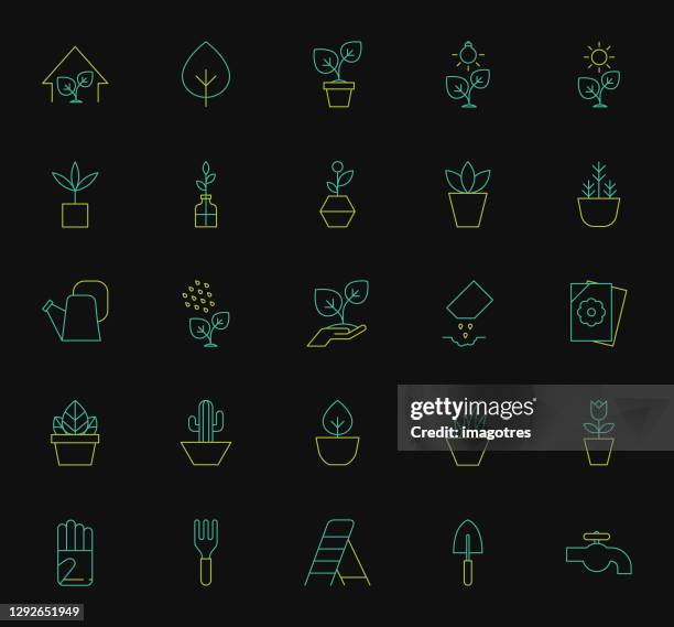 home and tools icons set - hanging basket stock illustrations