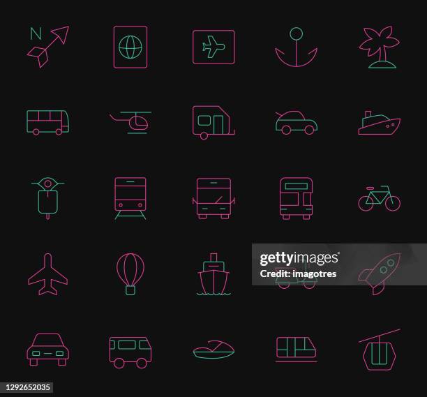 transportation icon set - boat engine stock illustrations