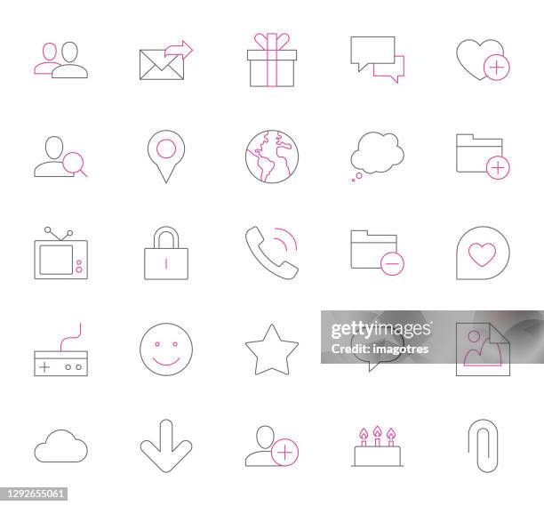 stockillustraties, clipart, cartoons en iconen met set beveiligings- en communicatiepictogrammen - locator map