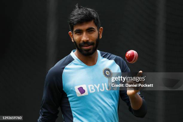 Jasprit Bumrah of India trains during an Indian Nets Session at the Melbourne Cricket Ground on December 23, 2020 in Melbourne, Australia.