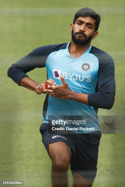Jasprit Bumrah of India trains during an Indian Nets Session at the Melbourne Cricket Ground on December 23, 2020 in Melbourne, Australia.