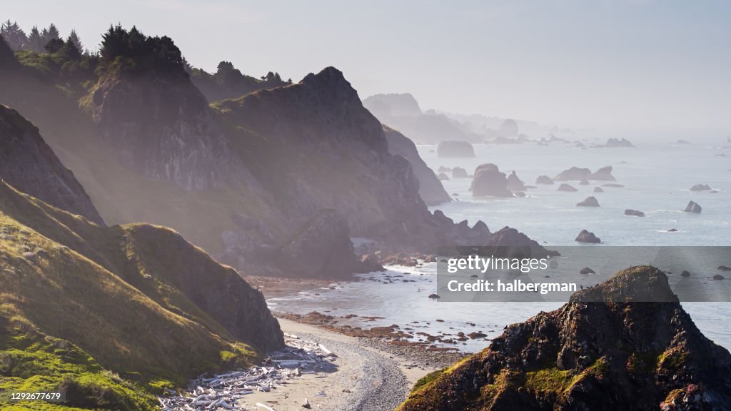 Lone Ranch Beach Rugged Coastline At Remote Lone Ranch Beach In Oregon Aerial High-Res ...