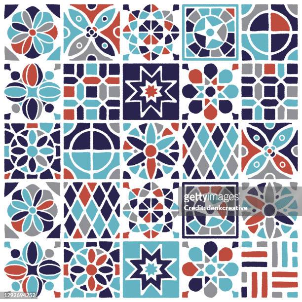 türkische fliesen & keramik nahtloses musterdesign - mosaik stock-grafiken, -clipart, -cartoons und -symbole