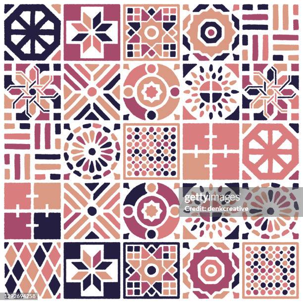 ilustrações de stock, clip art, desenhos animados e ícones de mexican talavera seamless pattern design - azulejos