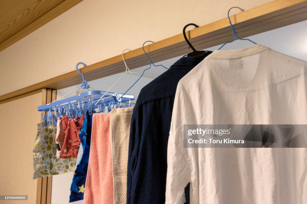 Drying laundry in a room