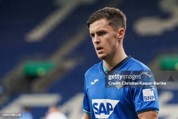 Christoph Baumgartner of TSG 1899 Hoffenheim looks on during the DFB Cup second round match between TSG Hoffenheim and SpVgg Greuther Fuerth at...