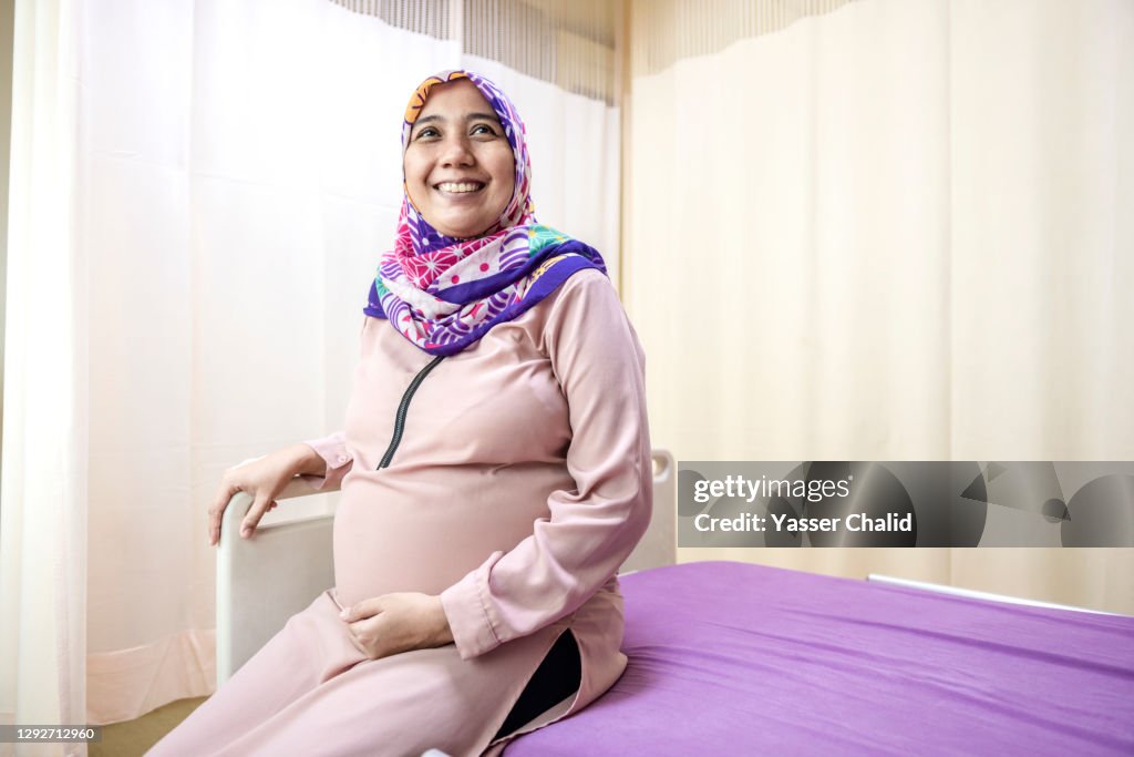 Pregnant Woman in Hospital Room