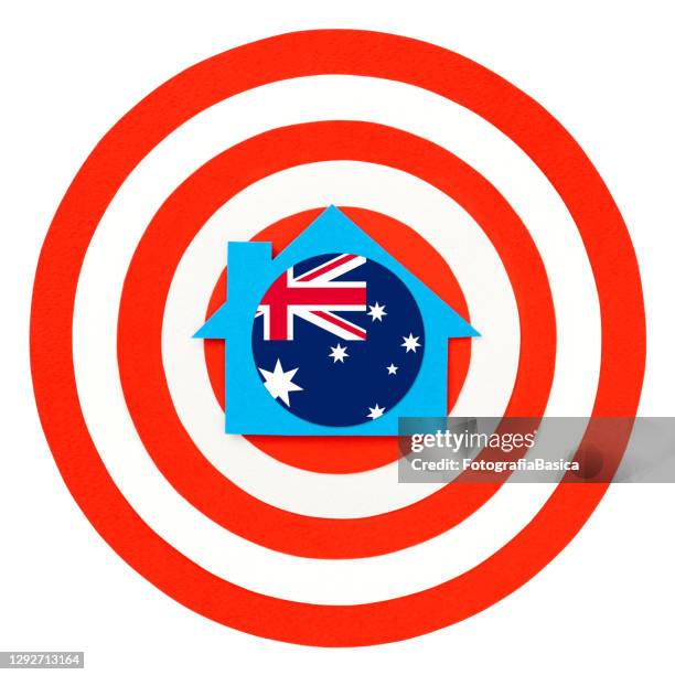 targeted australian house - australia-flag-white-background stock illustrations