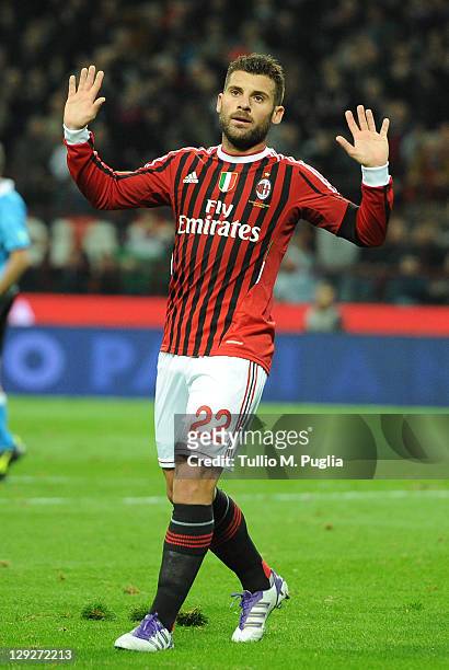 Antonio Nocerino of AC Milan celebrates after scoring the opening goal during the Serie A match between AC Milan and US Citta di Palermo at Stadio...