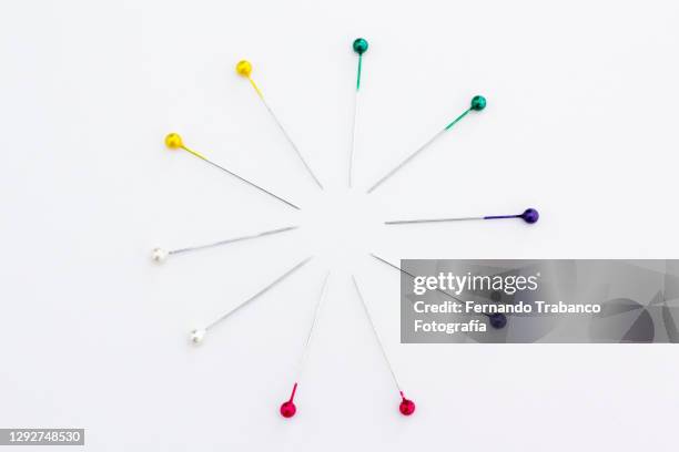 colored pins - acupuncture needle stock pictures, royalty-free photos & images