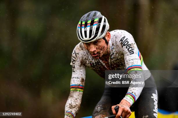 Mathieu van der Poel of the Netherlands competes during the Elite Men Cyclocross Herentals Crosst on December 23, 2020 in Herentals, Belgium