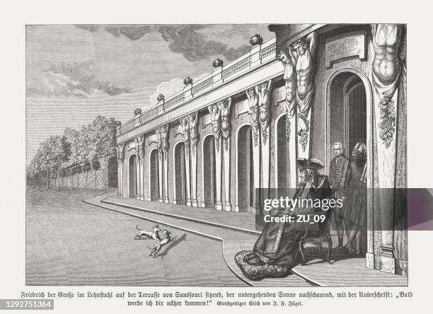 frederick the great, wood engraving, published in 1881 - ground rules stock illustrations