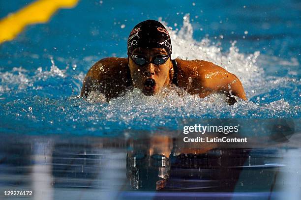 Carolina Colorado of Colombia during the Women's 100 meter Butterfly in the 2011 XVI Pan American Games at Scotiabank Aquatic Center on October 26,...