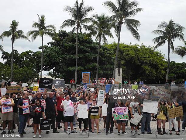 At least 1,000 people marched on October 15, 2011 from the Torch of Friendship in Biscayne Blvd - heart of Miami and close to Brickell Finanacial...