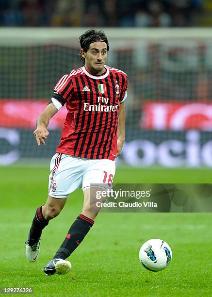 Alberto Aquilani of AC Milan during the Serie A match between AC Milan and US Citta di Palermo at Stadio Giuseppe Meazza on October 15, 2011 in...