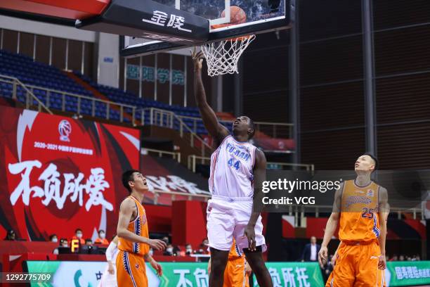 Andrew Nicholson of Fujian Sturgeons goes to the basket during 2020/2021 Chinese Basketball Association League match between Fujian Sturgeons and...