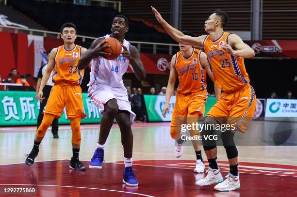 Andrew Nicholson of Fujian Sturgeons goes to the basket during 2020/2021 Chinese Basketball Association League match between Fujian Sturgeons and...