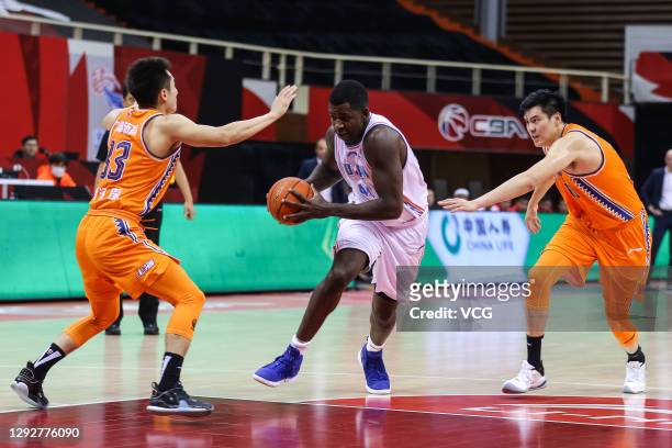 Andrew Nicholson of Fujian Sturgeons goes to the basket during 2020/2021 Chinese Basketball Association League match between Fujian Sturgeons and...