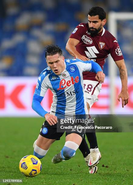 Tomas Rincon of Torino F.C. Tackles Piotr Zielinski of S.S.C. Napoli during the Serie A match between SSC Napoli and Torino FC at Stadio Diego...