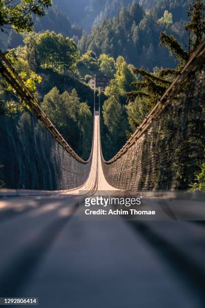 suspension bridge, goms, switzerland, europe - rhone valley stock pictures, royalty-free photos & images