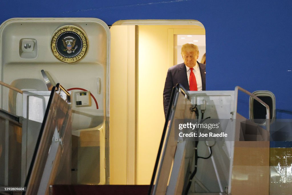 President Trump Arrives In West Palm Beach On Air Force One For Holiday Break