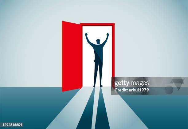 success - light through door stock illustrations