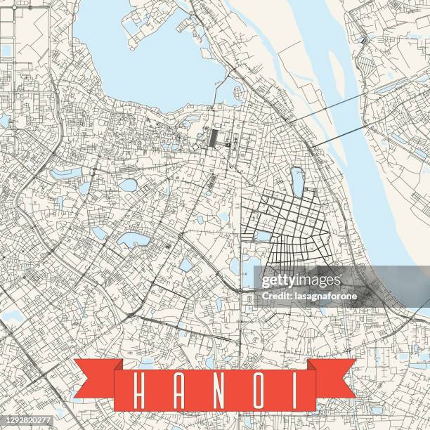 hanoi, vietnam vector map - red river stock illustrations