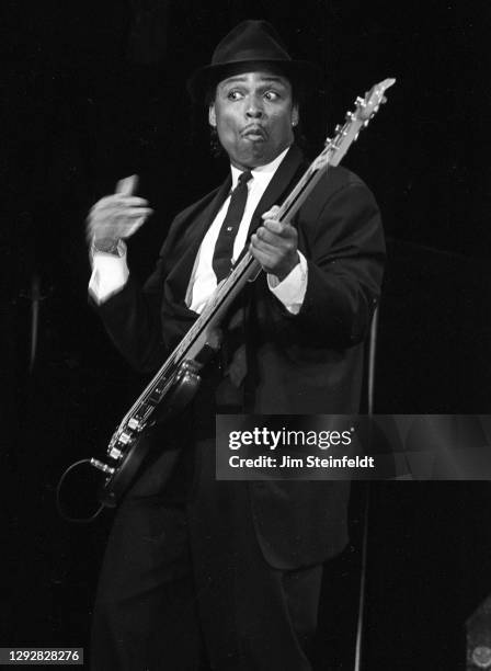 Bassist Terry Lewis performs at the Minnesota Black Musicians Awards at the Roy Wilkins Auditorium in St. Paul, Minnesota on October 2, 1987.