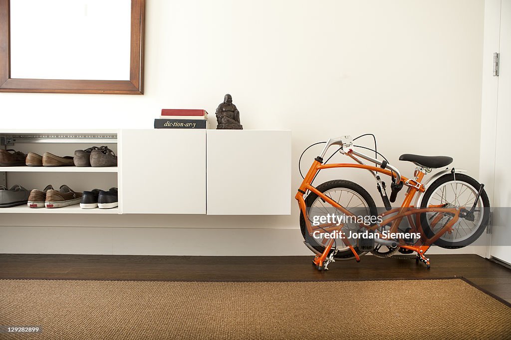 Folding bike in a small apartment.