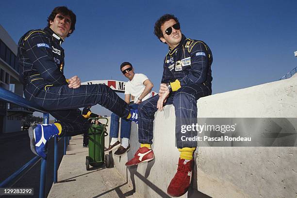 Paolo Barilla , Marco Apicella and Pier Luigi Martini from Italy, drivers for the SCM Minardi Team Minardi M189 Ford Cosworth DFR 3.5 V8 during pre...