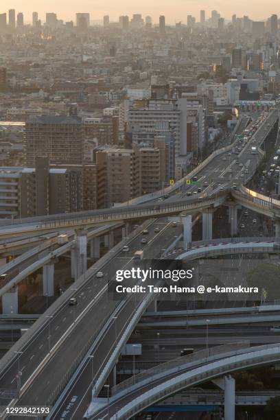 Urban Highway And Buildings In Osaka Prefecture Of Japan, Foto de stock