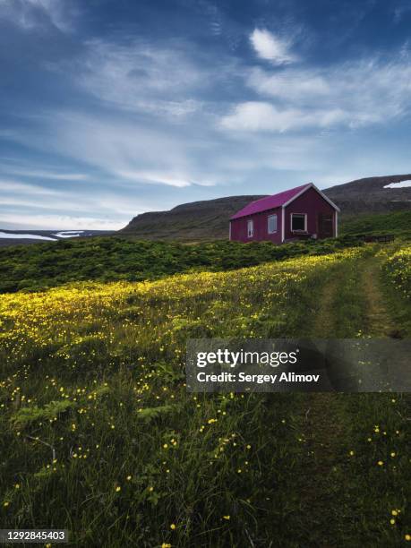 summer house in hornstrandir - westfjords iceland stock pictures, royalty-free photos & images