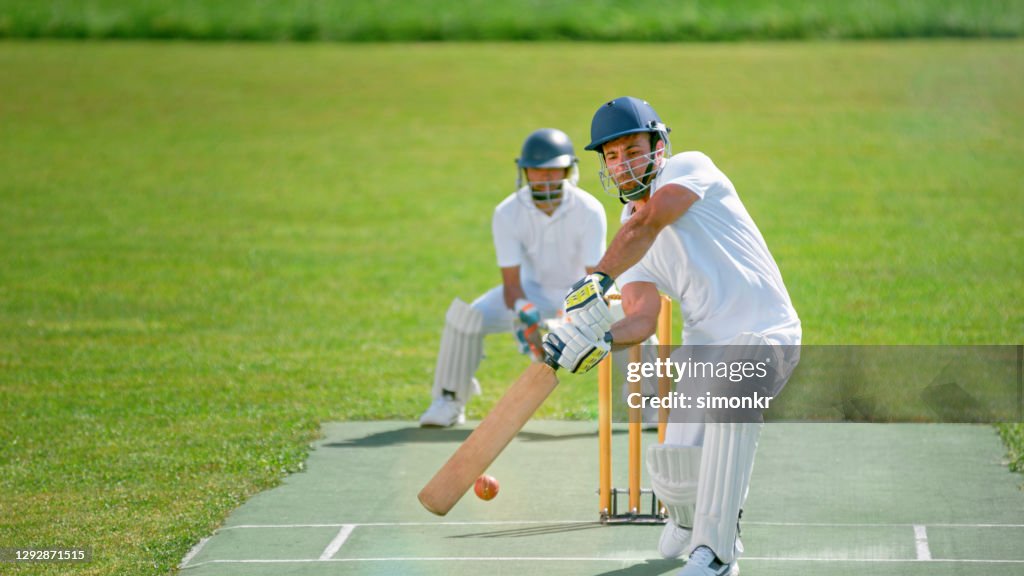 Batsman playing cricket