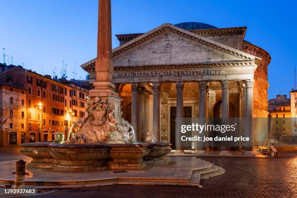 dawn, pantheon, rome, italy - pantheon rome stockfoto's en -beelden