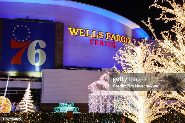 An exterior view of Wells Fargo Center on December 23, 2020 in Philadelphia, Pennsylvania. NOTE TO USER: User expressly acknowledges and agrees that,...