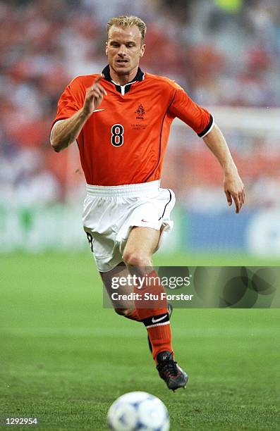 Dennis Bergkamp of Holland on the ball during the World Cup group E game against South Korea at the Stade Velodrome in Marseille, France. Bergkamp...