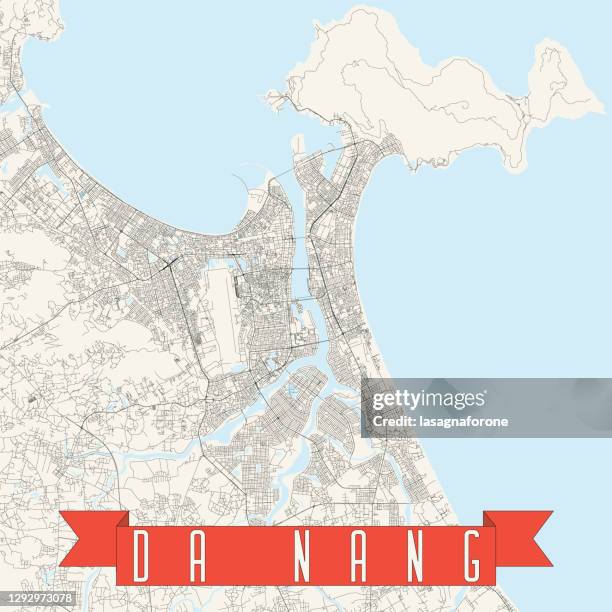 da nang, vietnam vector map - dragon bridge stock illustrations