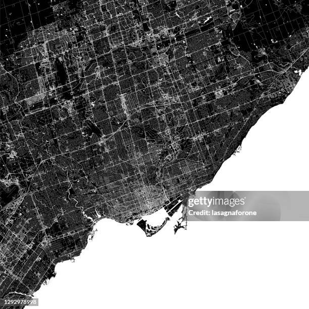 toronto, ontario, canada vector map - lake ontario stock illustrations