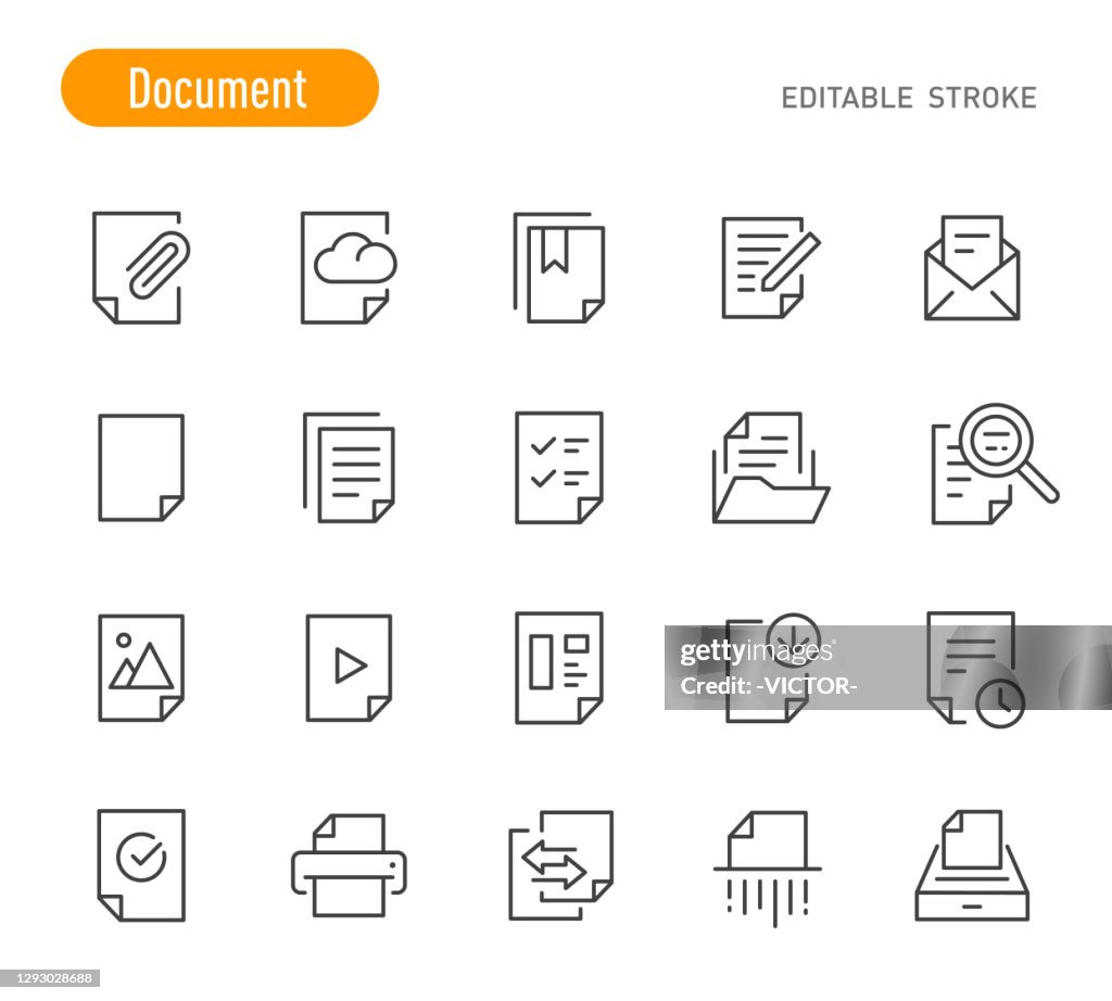 Icônes de document - Série de ligne - Course modifiable