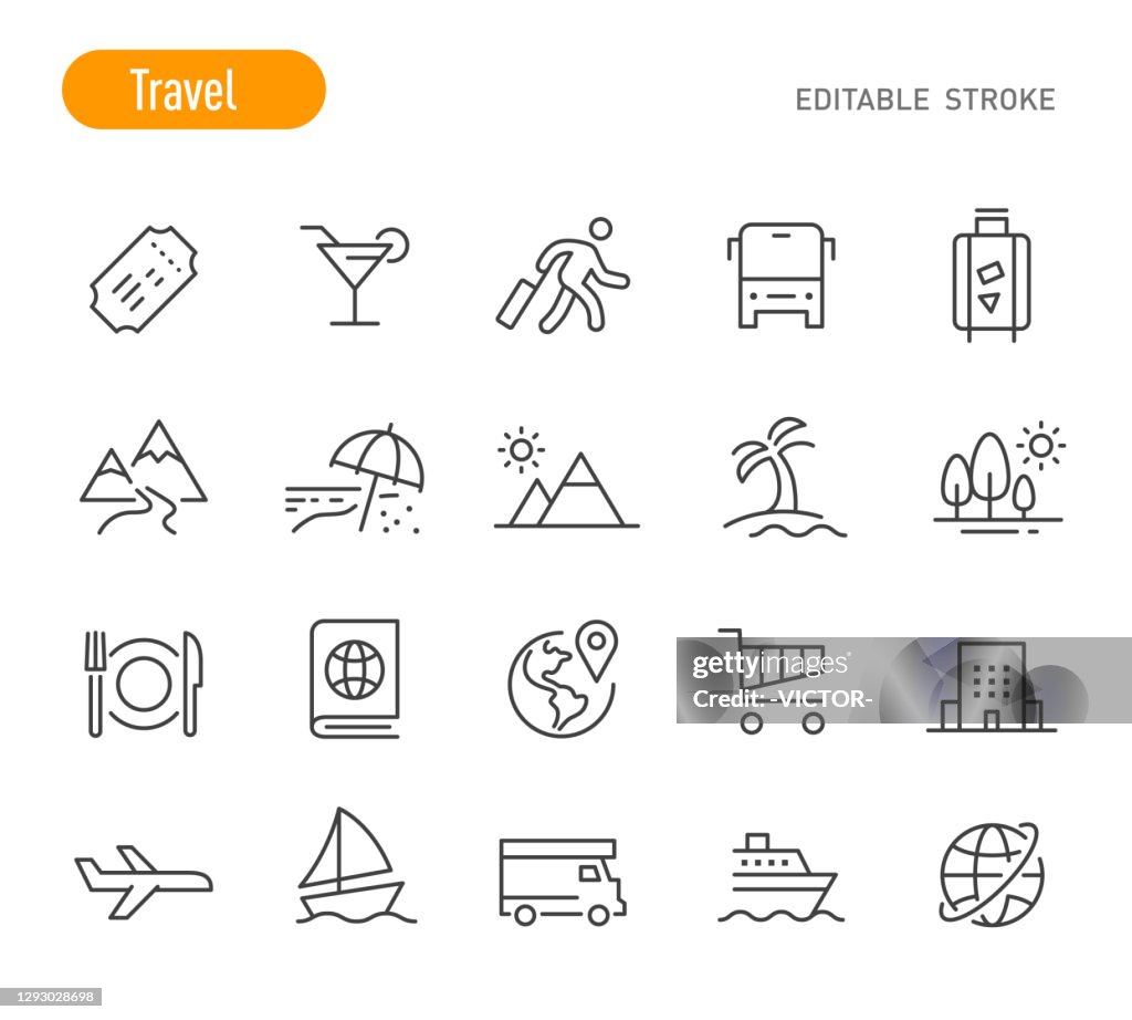 Travel Icons - Line Series - Editable Stroke