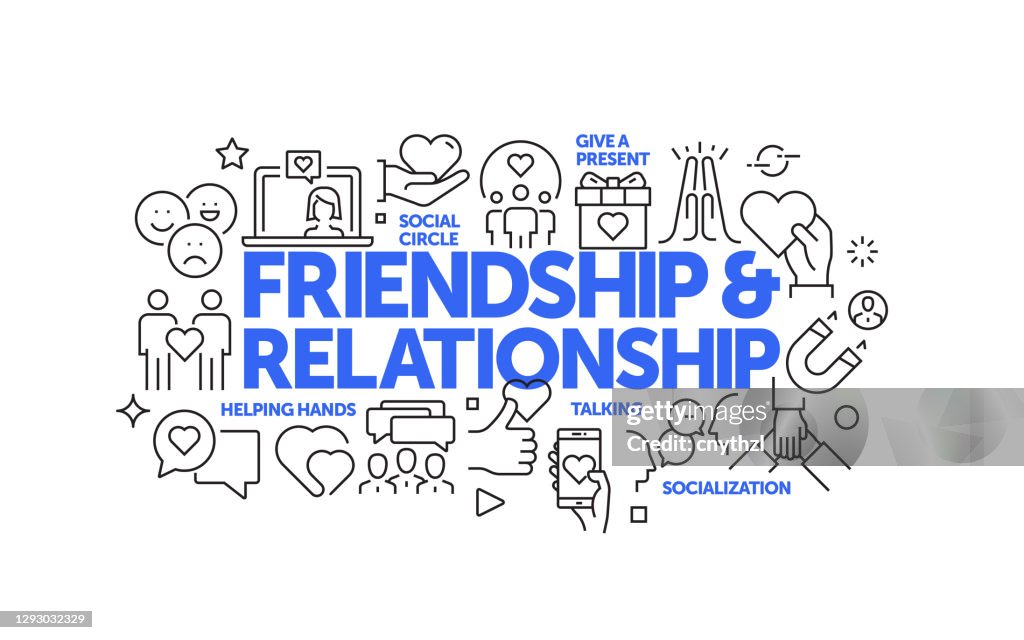 Friendship Header Friendship And Relationship Related Web Banner Line Style Modern Linear ...