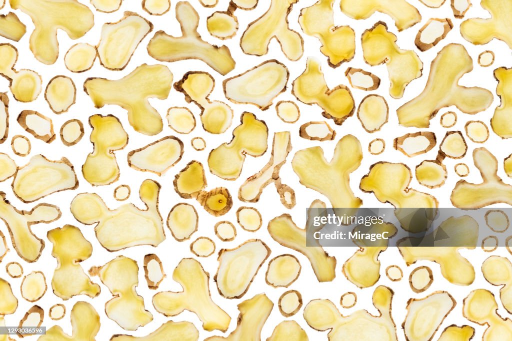 Fresh Ginger Slices Back Lit Pattern