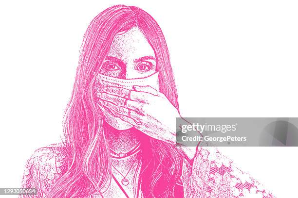 fashionable woman wearing surgical mask - bobo tribe stock illustrations