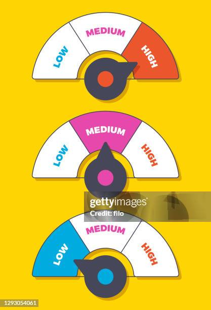 gauge low medium high levels - credit scoring stock illustrations