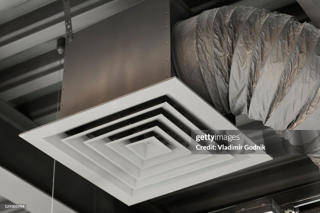 Ceiling Ducket An Air Duct Hanging From A Ceiling Closeup Low Angle View High-Res ...
