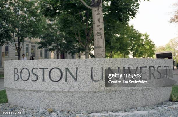 Boston University sign in Boston, Massachusetts on October 14, 1981.