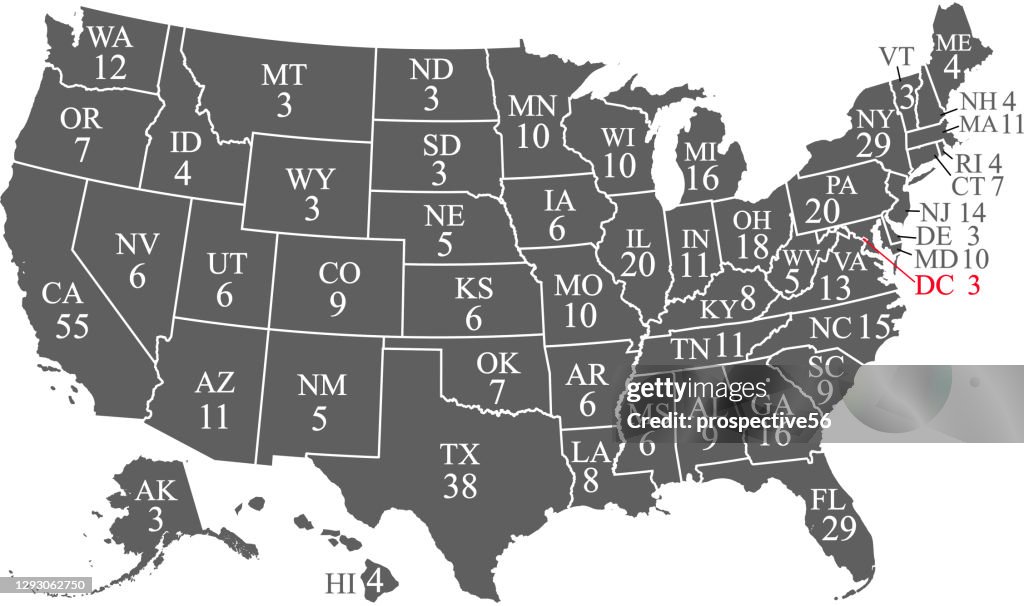 United States Electoral College Votes By State High Res Vector Graphic United states electoral college votes by state high res vector graphic