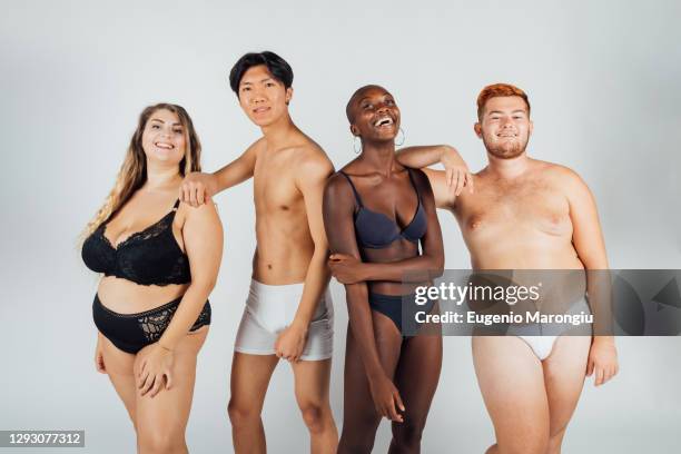 confident friends, wearing underwear - men wearing bras photos stock pictures, royalty-free photos & images