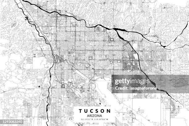 tucson, arizona vector map - tucson arizona stock illustrations