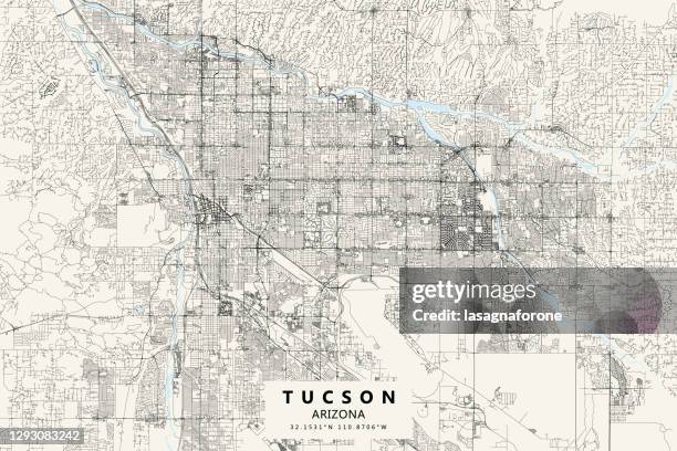 tucson, arizona vector map - aerial desert stock illustrations